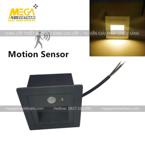 Đèn LED âm tường - Đèn âm bậc cầu thang vuông có cảm biến cao cấp