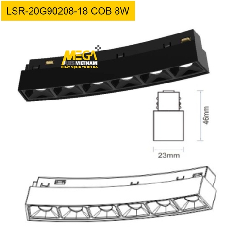 Đèn thanh rọi ray nam châm tròn COB 8W LSR-20G90208-18