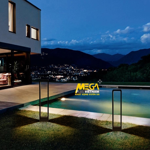 Đèn LED 2 cạnh cột nhôm đúc vuông sân vườn biệt thự, Villa cao cấp