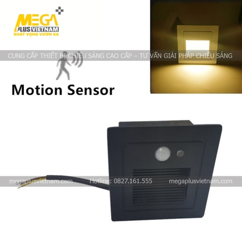 Đèn LED âm tường - Đèn âm bậc cầu thang vuông có cảm biến cao cấp