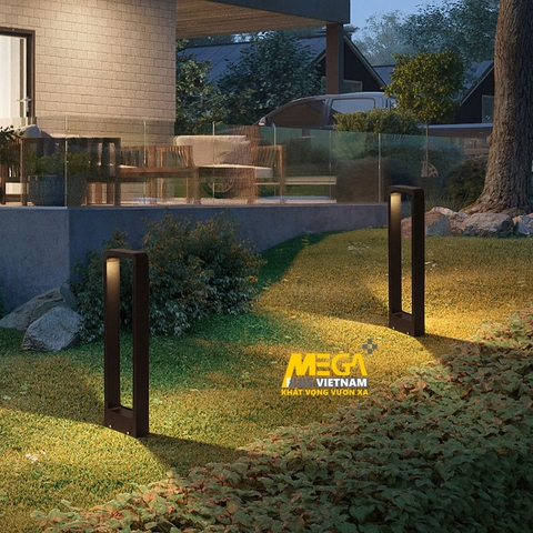 Đèn LED 2 cạnh cột nhôm đúc vuông sân vườn biệt thự, Villa cao cấp