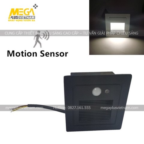 Đèn LED âm tường - Đèn âm bậc cầu thang vuông có cảm biến cao cấp