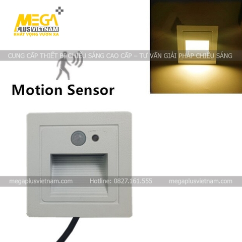 Đèn LED âm tường - Đèn âm bậc cầu thang vuông có cảm biến cao cấp
