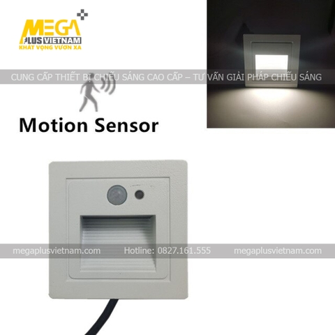 Đèn LED âm tường - Đèn âm bậc cầu thang vuông có cảm biến cao cấp