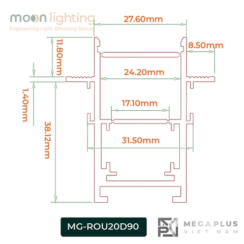 Thanh Ray Nam Châm Âm Trần D900mm