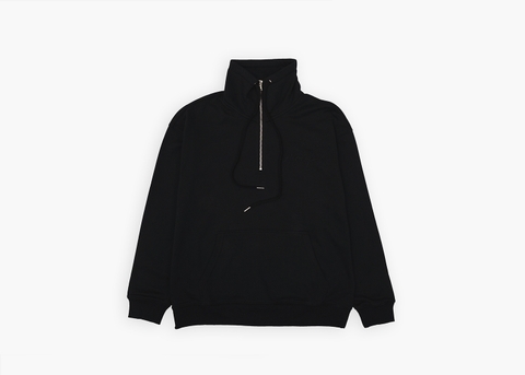 HTAG HOODIE NECKLINE ZIP-UP - BLACK