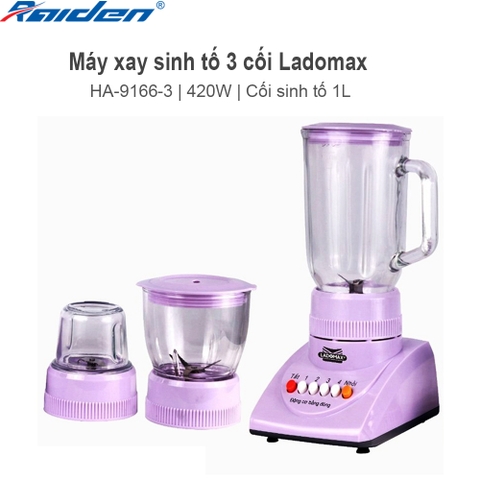 Máy xay sinh tố 3 cối thủy tinh Ladomax Ha-9166-3 (1tx6)