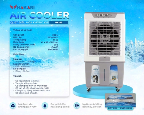 Quạt Làm Mát 80L cơ Hakari HK86 Cơ