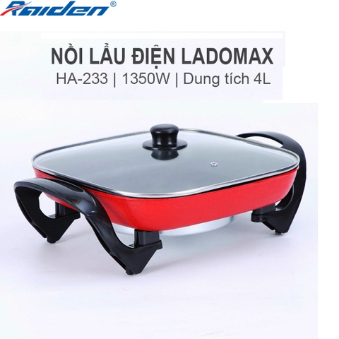 Lẩu điện vuông 4.0L Ladomax Ha-233V, Vuông (1tx6)