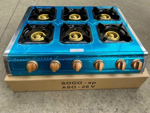 Bếp bán công nghiệp 6 lò vuông Sogo 54x68x10 - Van Điều Áp