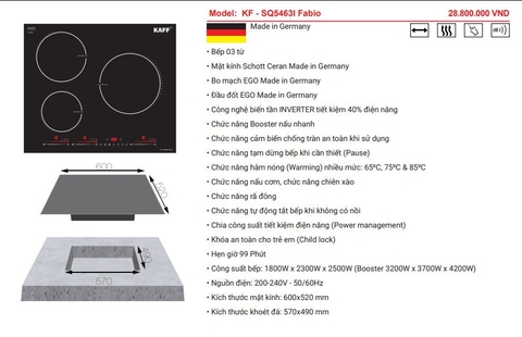 Bếp từ Kaff KF-SQ5463I Fabio
