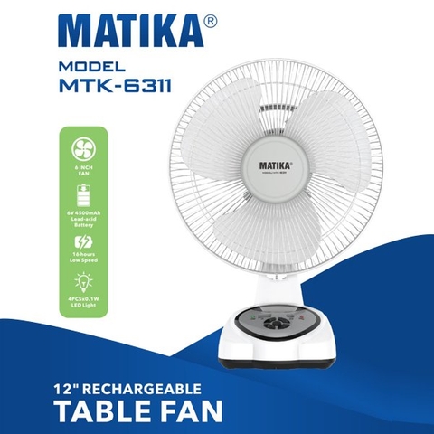 Quạt sạc tích điện Matika MTK-6311 (1tx4)