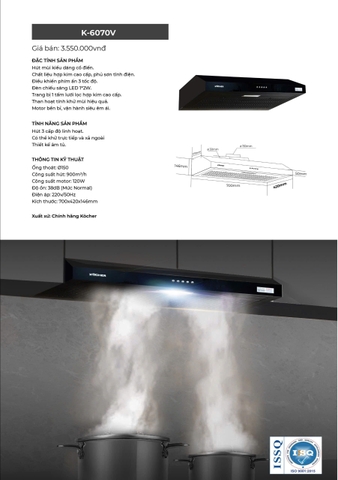 Máy hút mùi cổ điển Kocher K-6070V