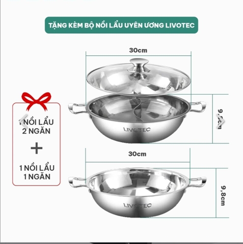 Bộ nồi inox Livotec LIN30S2 (quà tặng)
