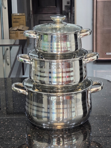 Bộ 3 nồi inox 201 5 đáy Greencook GCS251-T1