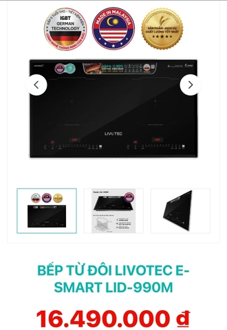 Bếp từ đôi Livotec E-smart LID-990M