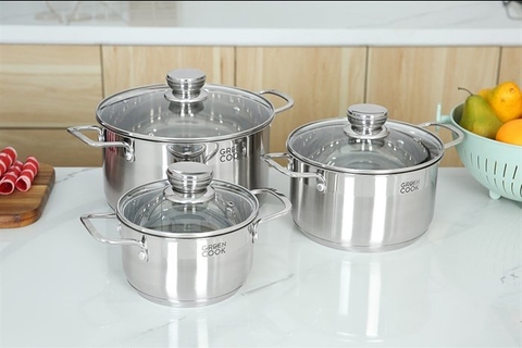 Bộ 3 nồi inox 5 đáy Greencook GCS232-T1 (1tx4)