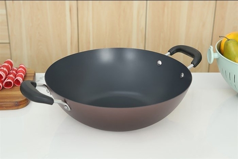 Chảo xào thép chống dính 32cm GreenCook GCW03-32IH (1tx6)