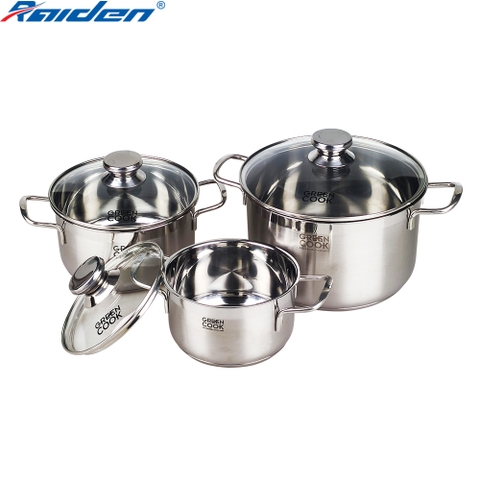 Bộ 3 nồi Inox 3 đáy Greencook GCS06-T1