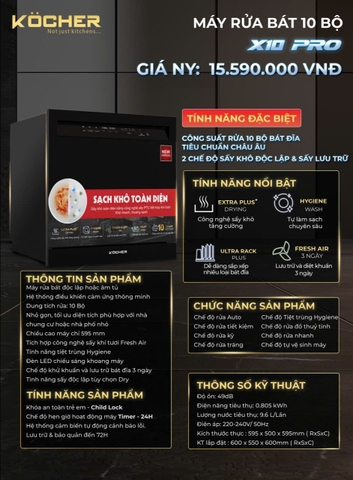 Máy rửa chén Kocher X10 Pro