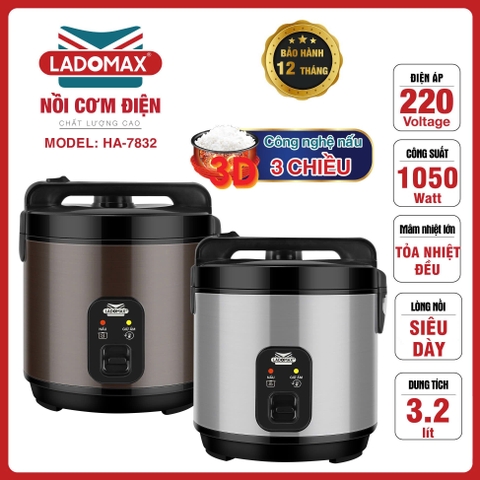 Nồi cơm điện 3.2L Ladomax Ha-7832 (1tx2)