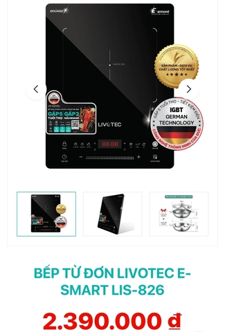 Bếp điện từ Livotec E-smart LIS-826 (1tx6)