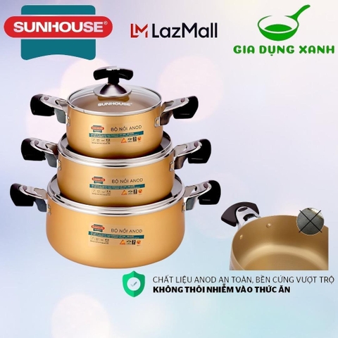 Bộ nồi Anod Sunhouse SH6634N