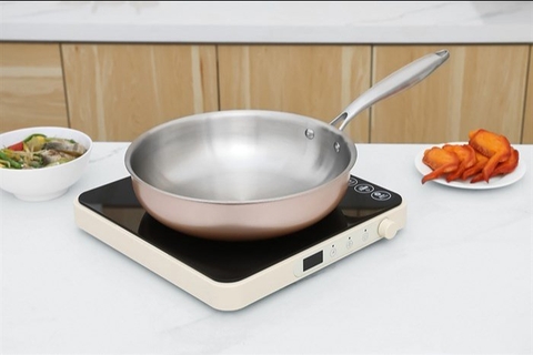 Chảo inox 3 lớp inox 304 liền đáy 26cm Greencook GCP245-26IH (1tx6)