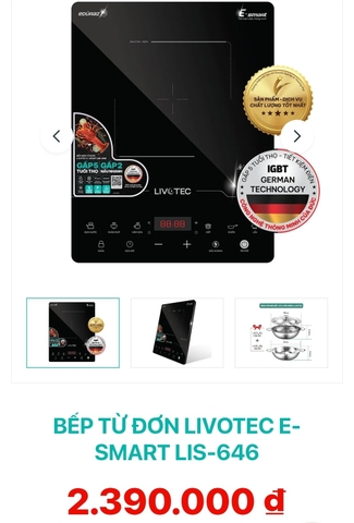 Bếp điện từ Livotec E-smart LIS-646 (1tx6)