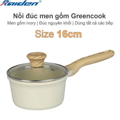 Nồi đúc men gốm Ivory Greencook GCS233-16IH (1tx6)