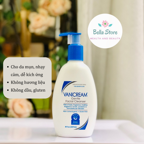 Sữa rửa mặt cho da mụn nặng, nhạy cảm, bong tróc Vanicream Gentle Facial Cleanser