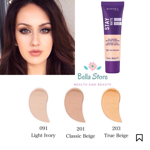 Kem nền kiềm dầu che phủ cao Rimmel Stay Matte Foundation 30ml