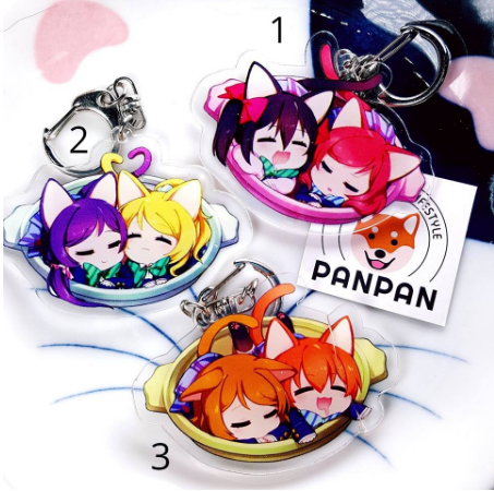 Móc khoá anime mica acrylic Love Live! tai mèo (6cm)