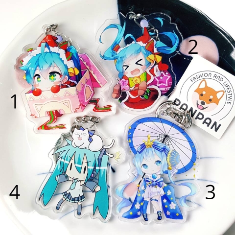 Móc khoá anime mica acrylic Miku 3 (6cm)