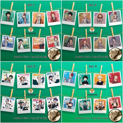 Combo 8 ảnh card lomo polaroid trang trí Anime My Hero Academia 1 (tặng kèm dây và kẹp)