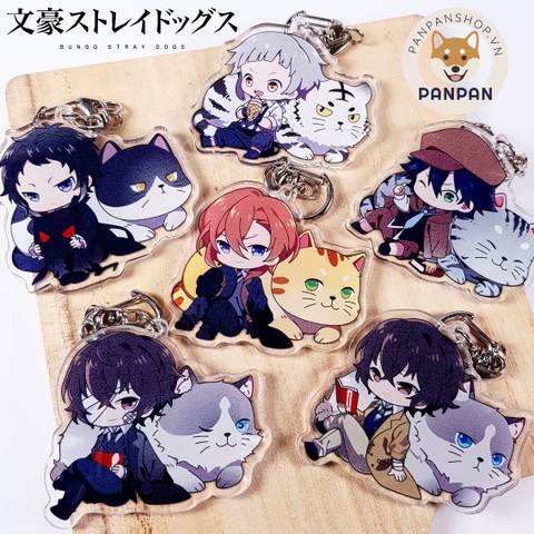 Móc khóa mica Anime Bungou Stray Dogs và Neko (6cm)