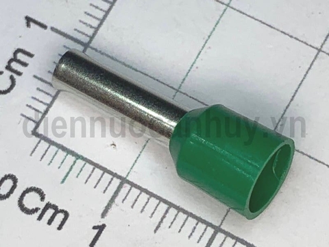 Đầu cốt dây điện 6.0 mầu xanh lá, dạng kim rỗng E6012. bọc nhựa giúp cố định lõi dây, chống đứt dây