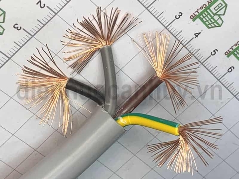 Dây điện 4 lõi mềm tròn Cadisun VCTF 4x2.5 xám
