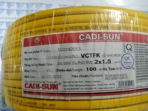 Dây điện cadisun VCTF 2x1.5