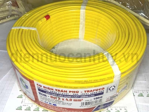 Dây điện đôi trần phú Vcm-Dẹt 2x4.0 ô van