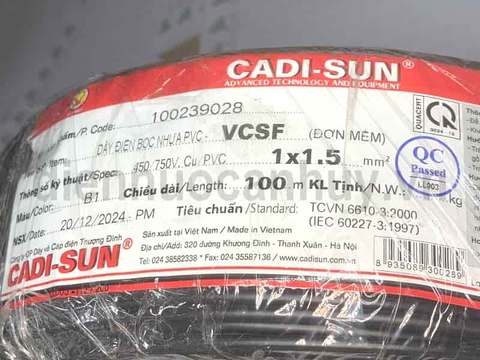 Dây điện đơn Cadisun VCSF 1x1.5 đen