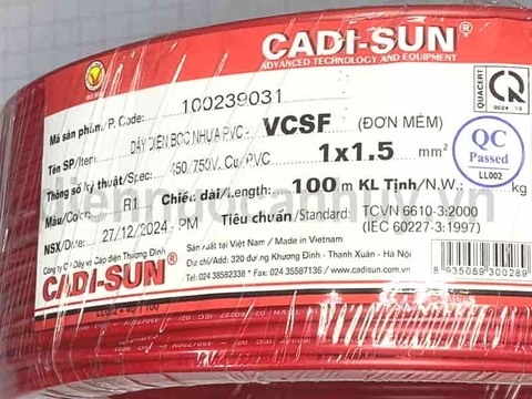 Dây điện đơn Cadisun VCSF 1x1.5 đỏ