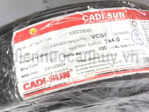 Dây điện đơn Cadisun VCSF 1x4.0 đen