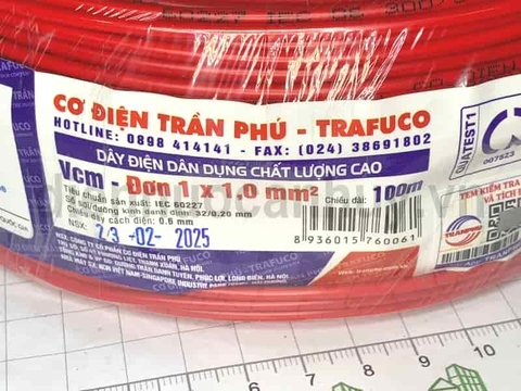 Dây điện trần phú 1x1.0 mầu đỏ