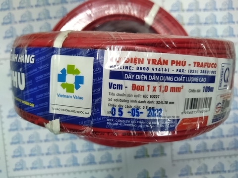 Dây điện trần phú 1x1.0 mầu đỏ