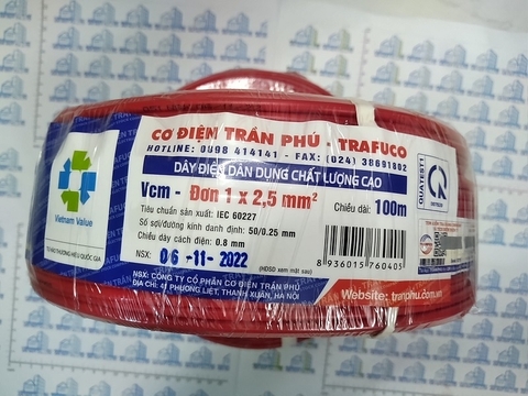 Dây điện trần phú 1x2.5 mầu đỏ