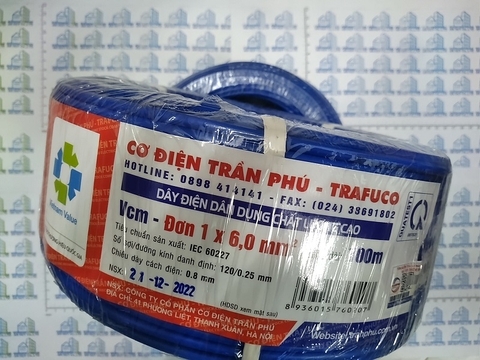 Dây điện trần phú 1x6.0 mầu xanh