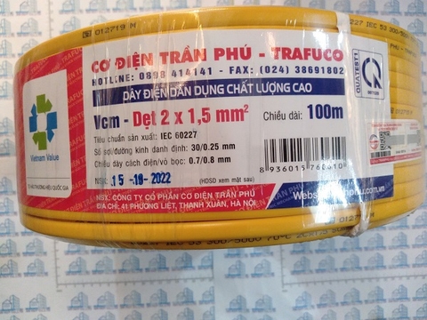 Dây điện trần phú 2x1.5