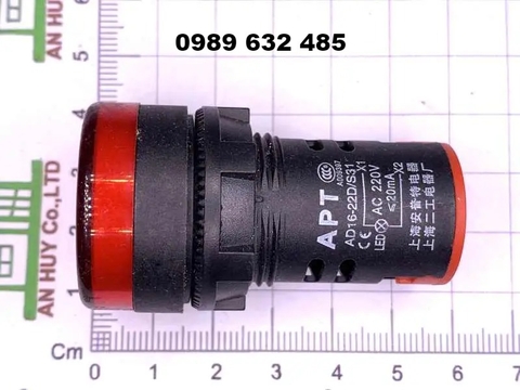 Đèn tủ điện 220V 22mm màu đỏ ND16-22DS