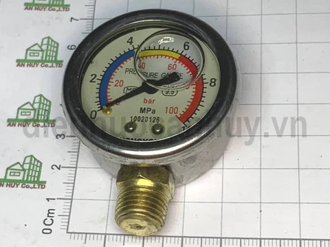 Đồng hồ đo áp suất mặt dầu 10kg loại nhỏ bơm bánh xe